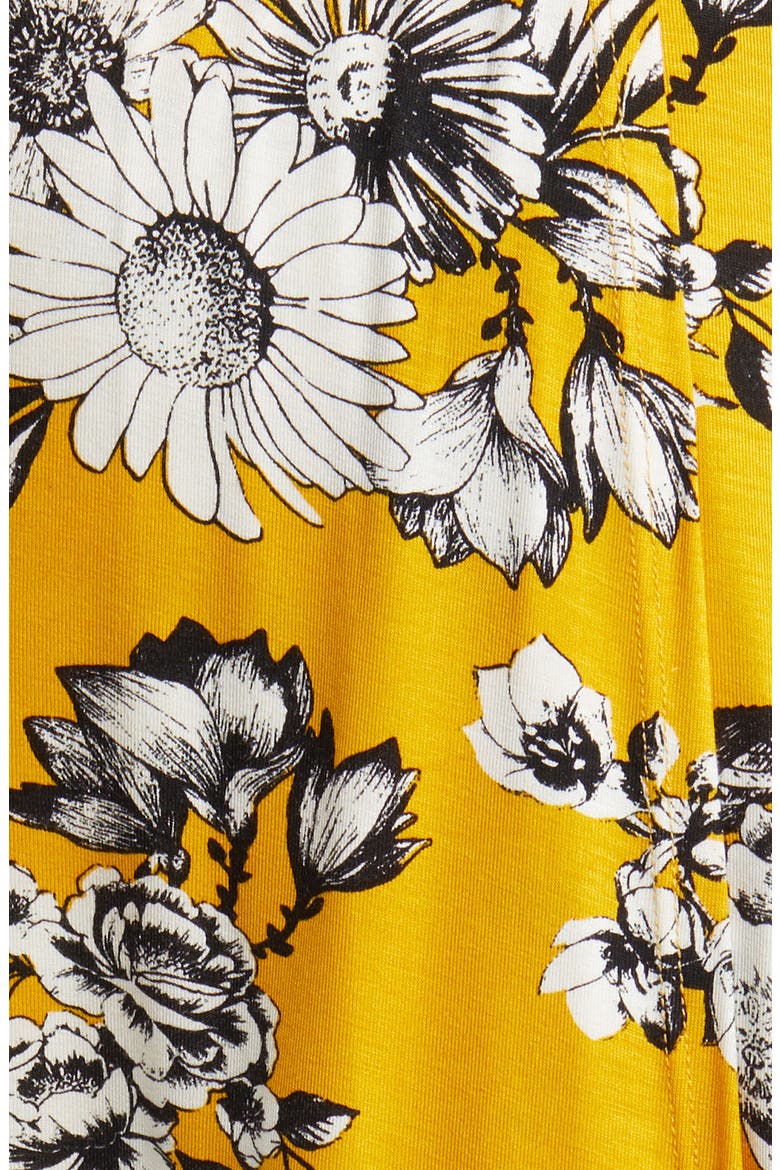 Floral Faux Wrap Knit Dress, Alternate, color, SUNFLOWER