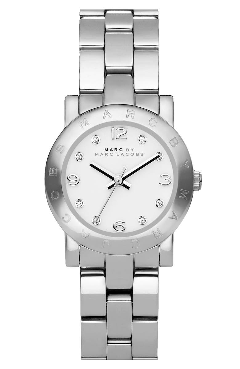 Marc Jacobs 'Small Amy' Crystal Bracelet Watch, 26mm, Main, color, 