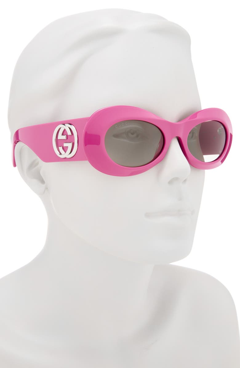 Gucci 51mm Oval Sunglasses, Alternate, color, Fuchsia Fuchsia Grey