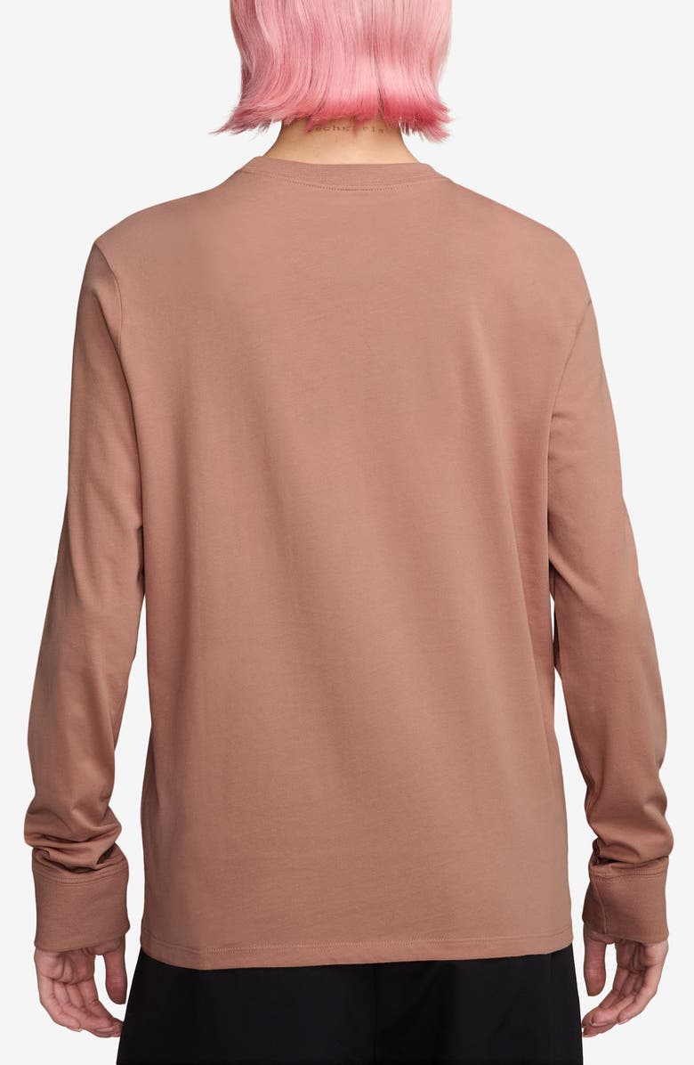 Nike Club Logo Cotton Long Sleeve Graphic T-Shirt, Alternate, color, Rose Gold/ White