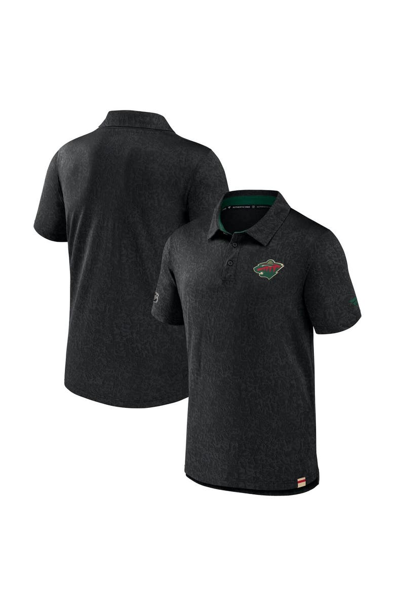 FANATICS Men's Fanatics Branded  Black Minnesota Wild Authentic Pro Jacquard Polo, Main, color, 