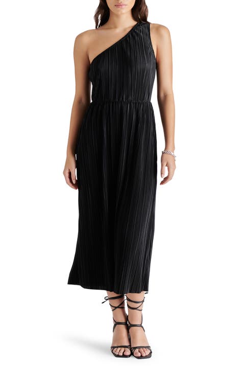 Plissé One-Shoulder Maxi Dress