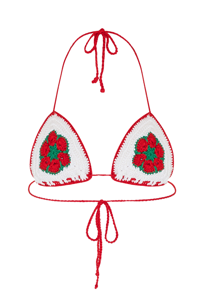 The Poppy Crochet Bikini Top, Main, color, Red