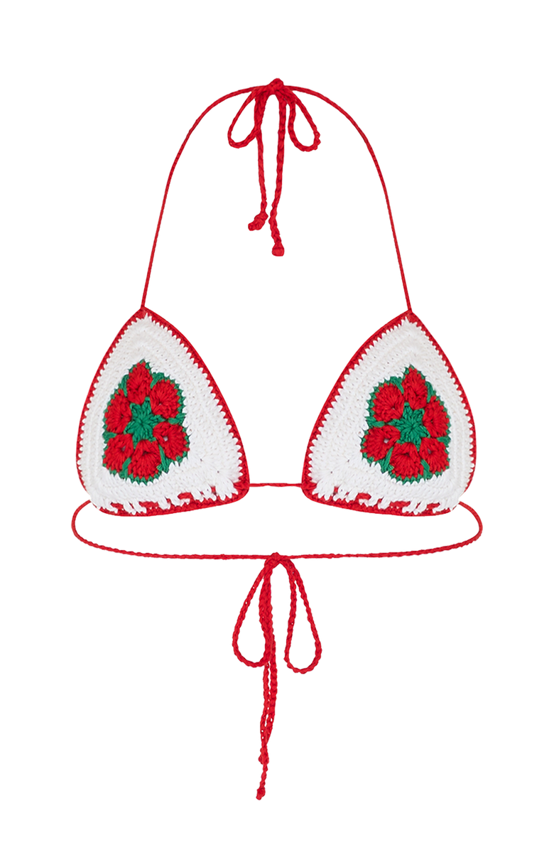 BRUNNA.CO The Poppy Crochet Bikini Top, Main, color, Red