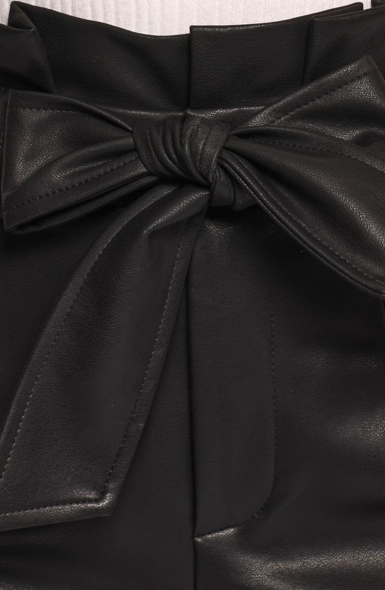 Petal & Pup Kieran Tie Waist Faux Leather Wide Leg Pants, Alternate, color, Black