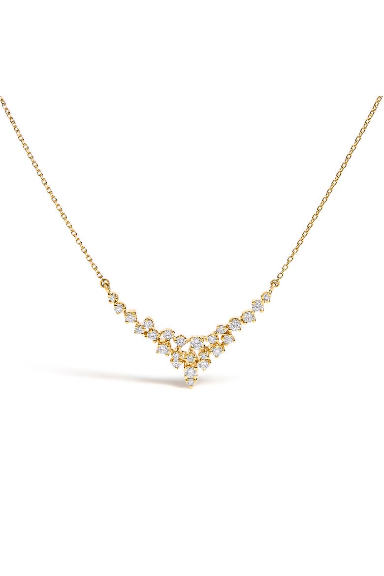 14K Yellow Gold 1/2 Cttw Diamond Scattered "V" Necklace, Main, color, Yellow