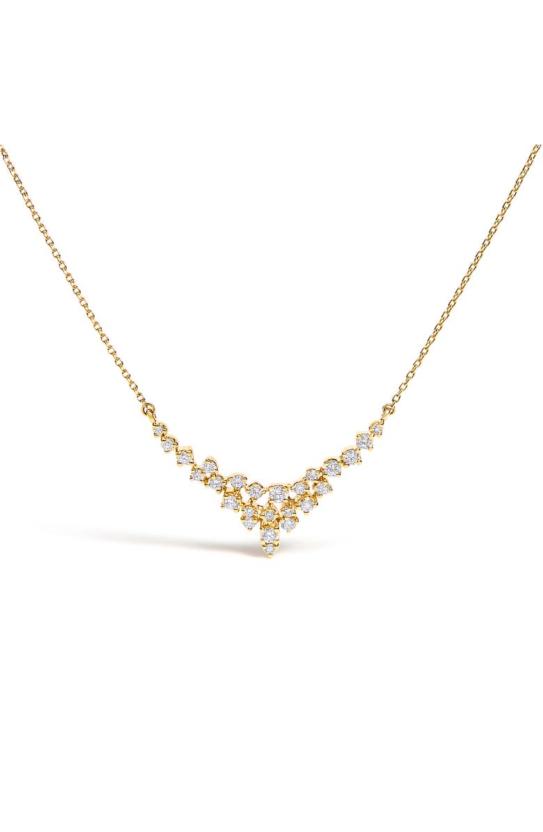 Haus of Brilliance 14K Yellow Gold 1/2 Cttw Diamond Scattered "V" Necklace, Main, color, Yellow