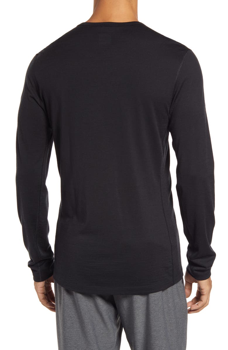 Icebreaker Oasis Long Sleeve Wool Base Layer T-Shirt, Alternate, color, Black