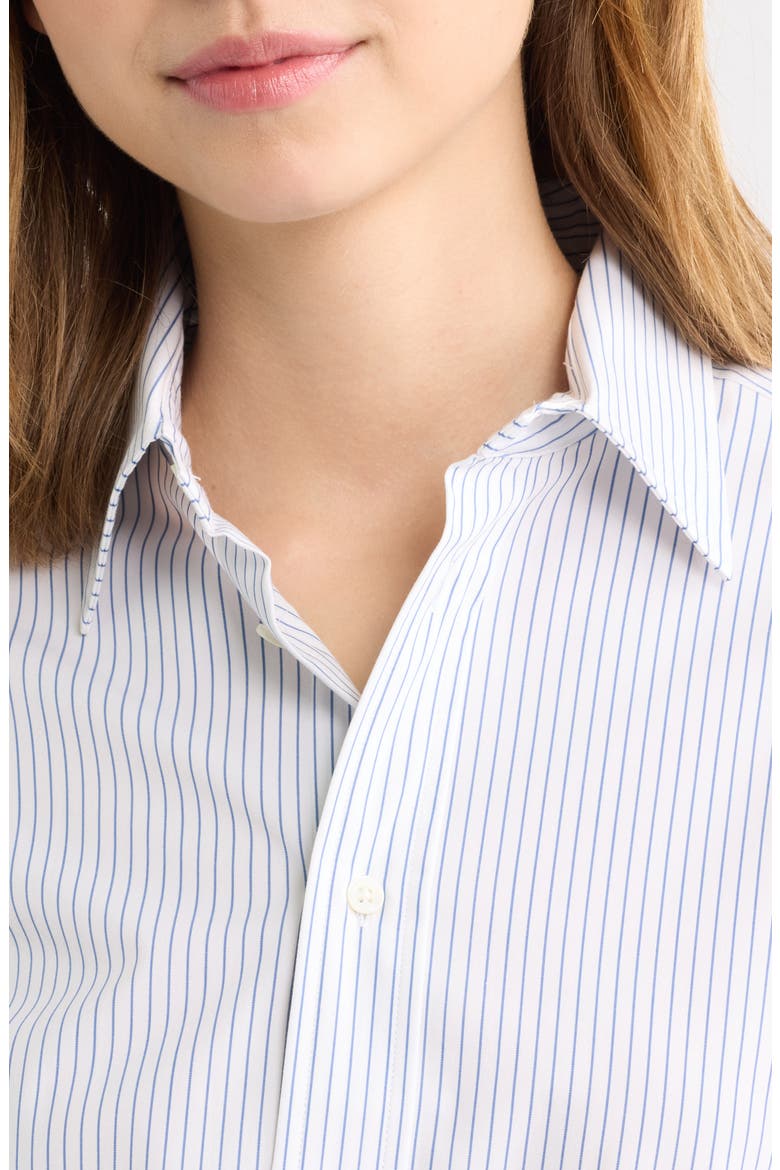 Slim Fit End-On-End Stretch Cotton Button-Up Shirt, Alternate, color, WHITE-BLUE