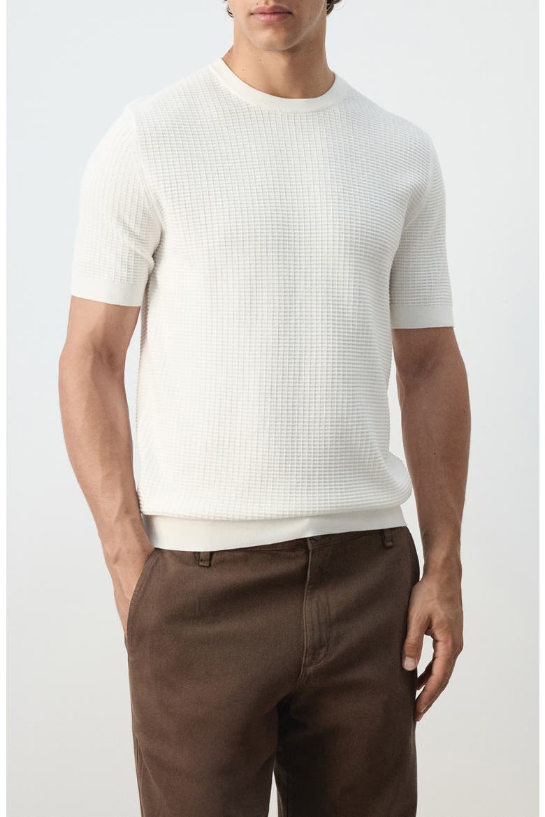 Waffle Knit T-Shirt, Main, color, OFF WHITE