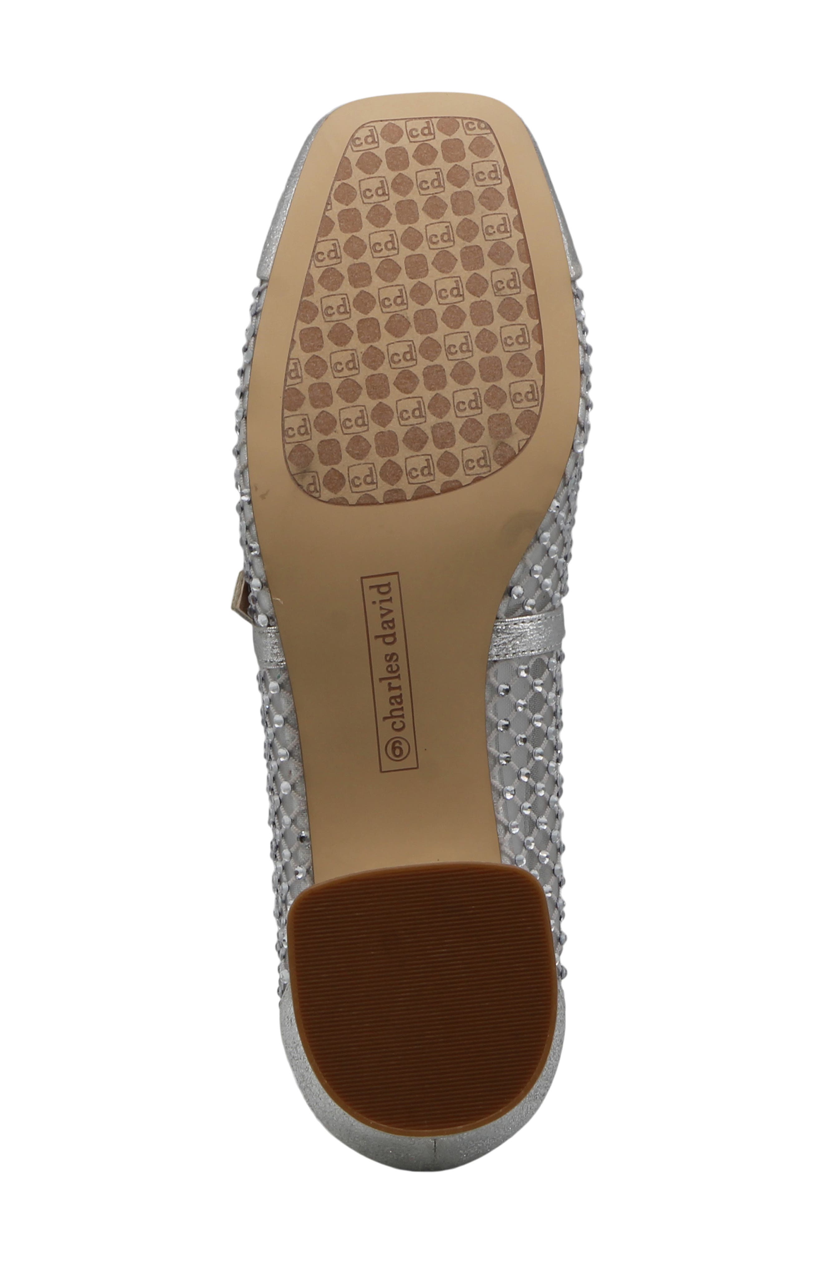 Charles David Zoobie Rhinestone Mesh Mary Jane Pump, Alternate, color, Silver
