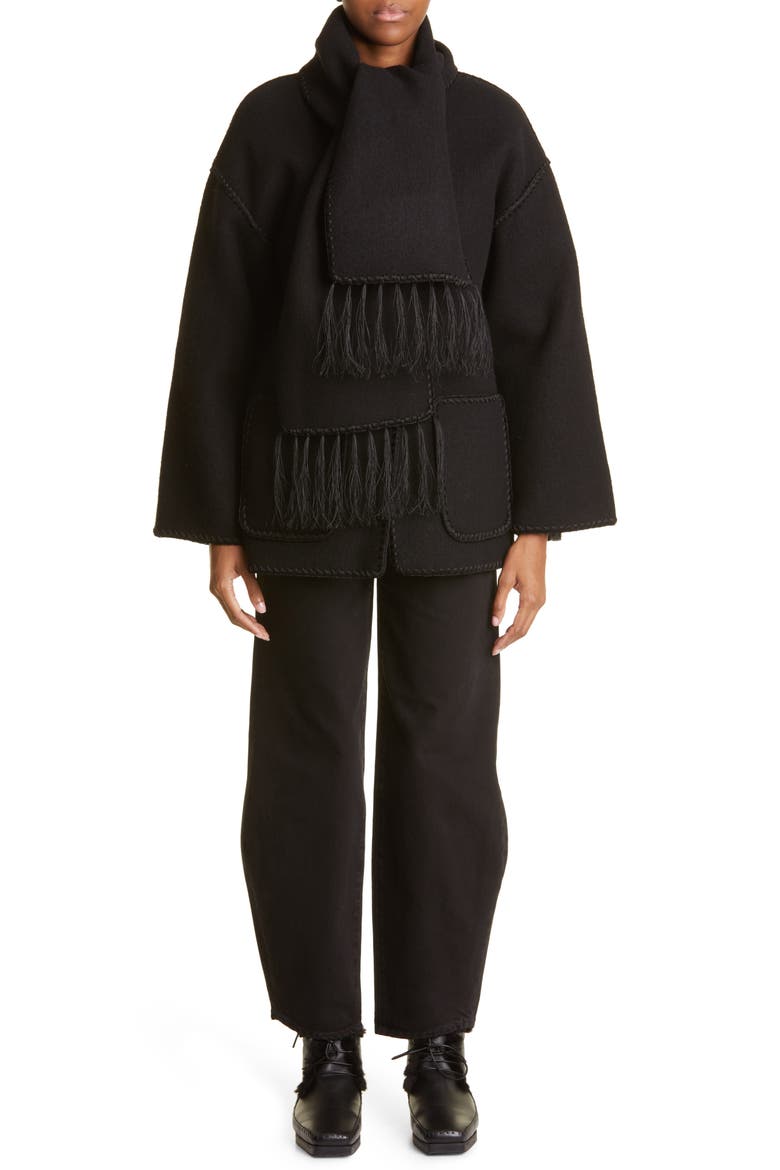 Boxy Wool & Alpaca Bouclé Sweater, Alternate, color, BLACK