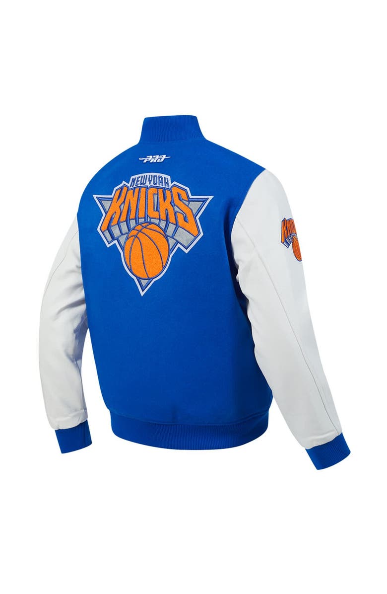 PRO STANDARD Men's Pro Standard  Blue New York Knicks 2024/25 City Edition Wool Varsity Full-Zip Jacket, Alternate, color, 