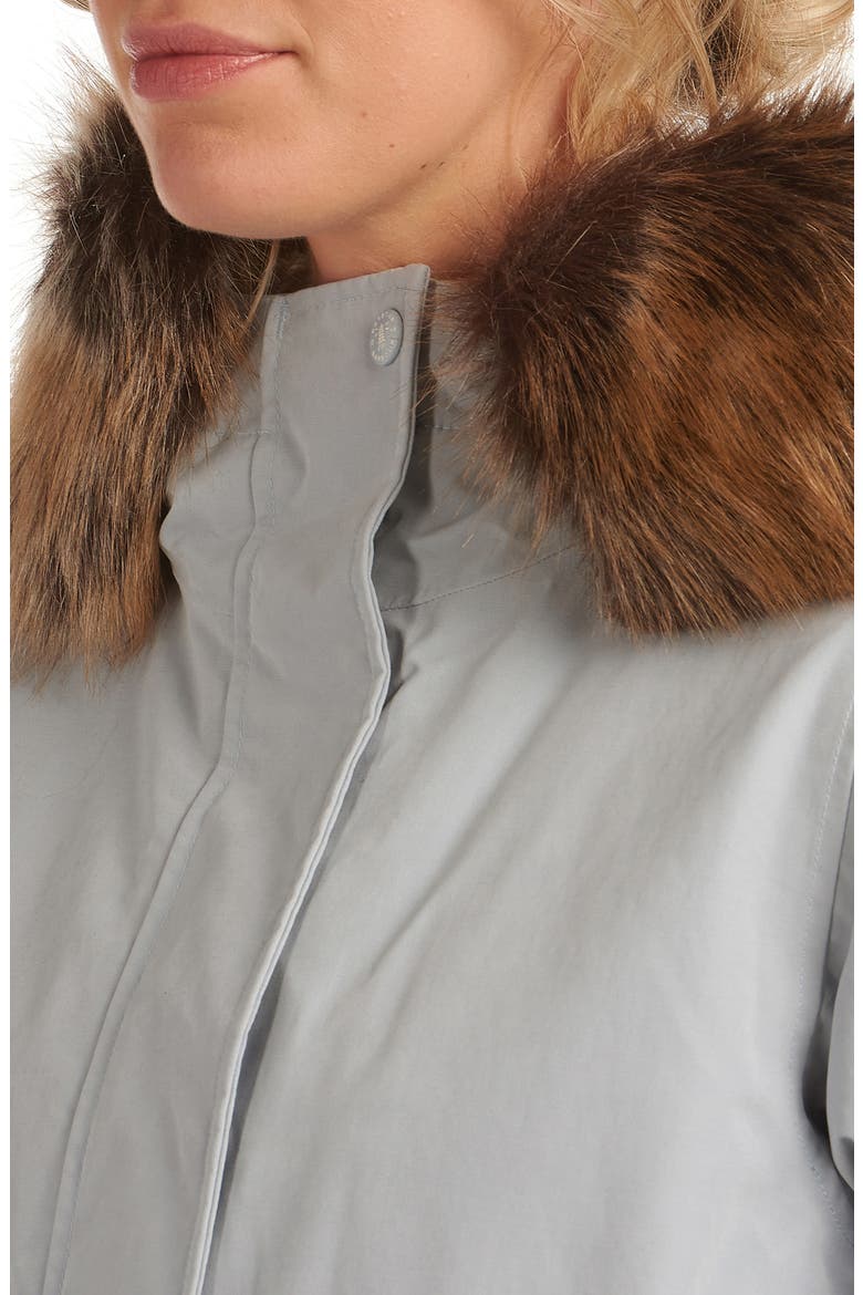 Swanage Waterproof Hooded Raincoat with Faux Fur Trim, Alternate, color, GRAY DAWN/ NATURAL