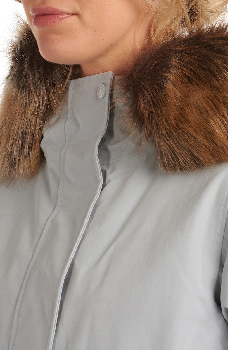 Barbour Swanage Waterproof Hooded Raincoat with Faux Fur Trim, Alternate, color,