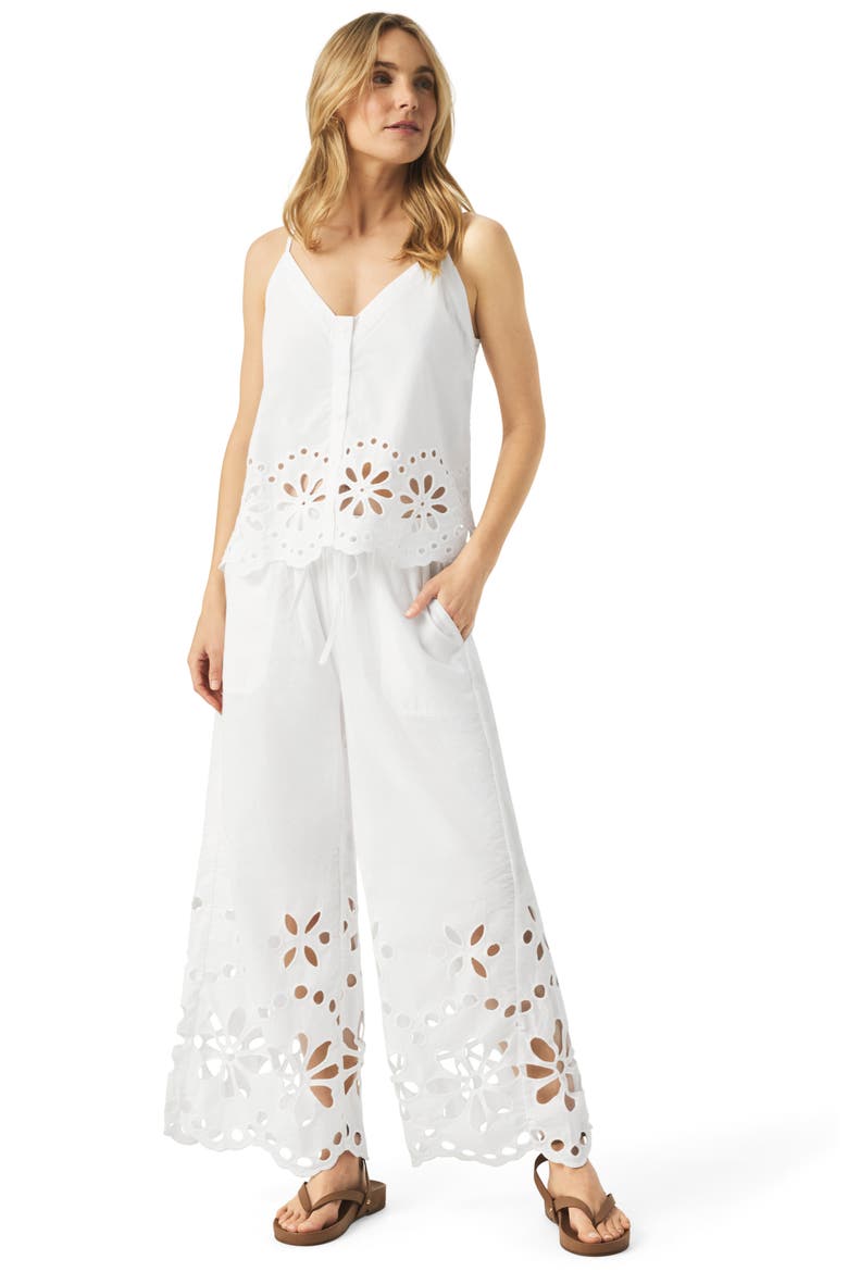 Emma Cotton Eyelet Pants, Alternate, color, WHITE