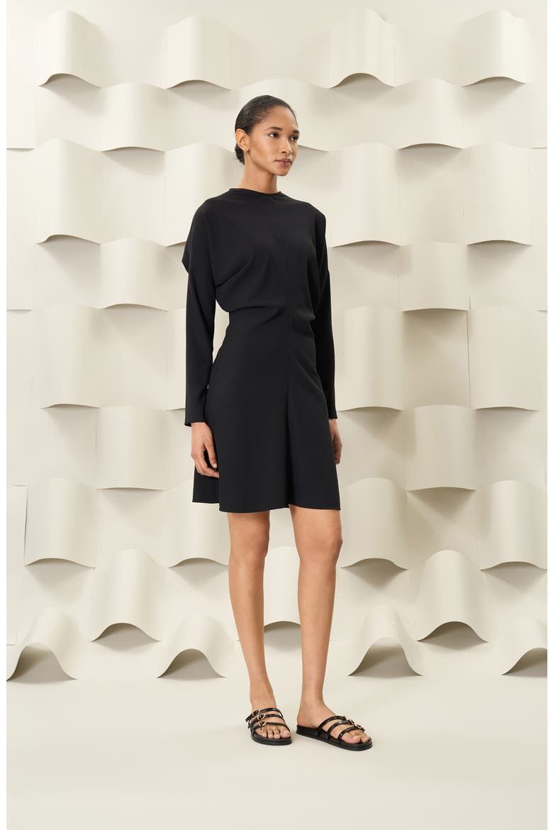 Long Sleeve Fit & Flare Dress, Alternate, color, BLACK