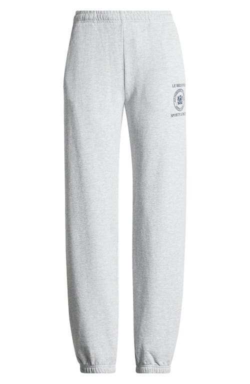 Sporty And Rich Sporty & Rich Logo Printed Elasticated Waistband Pants In Heather Gray