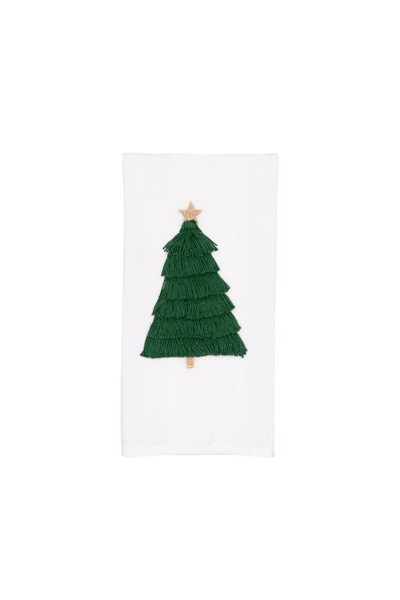 Christmas Tree Fringes Holiday Towel, Alternate, color, Green