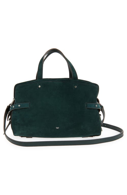 Anya Hindmarch Small Wilson Studs Suede & Leather Crossbody Bag In Ink Green