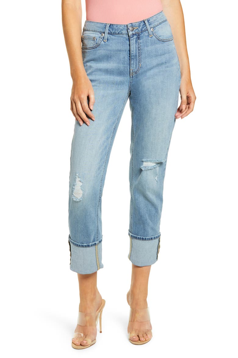 High Waist Girlfriend Jeans, Main, color, VINTAGE MEDIUM WASH