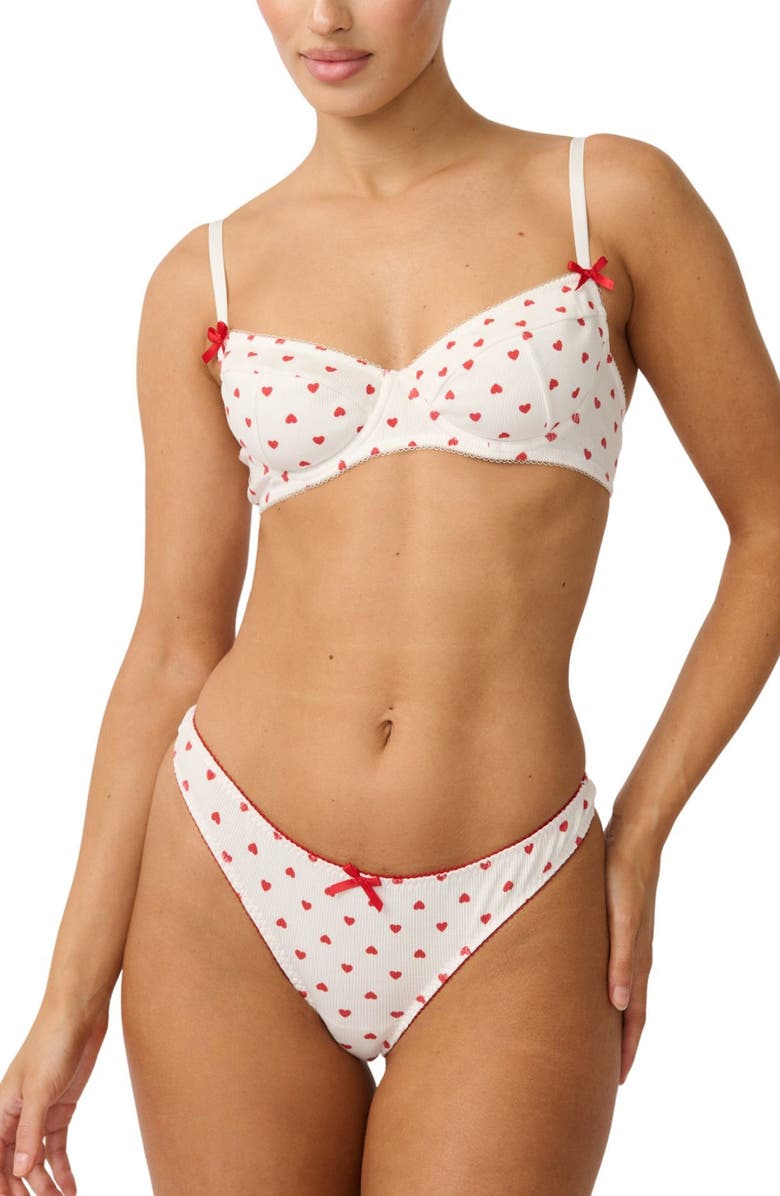 Kat The Label Hugo Heart Print Thong, Alternate, color, Heart Print