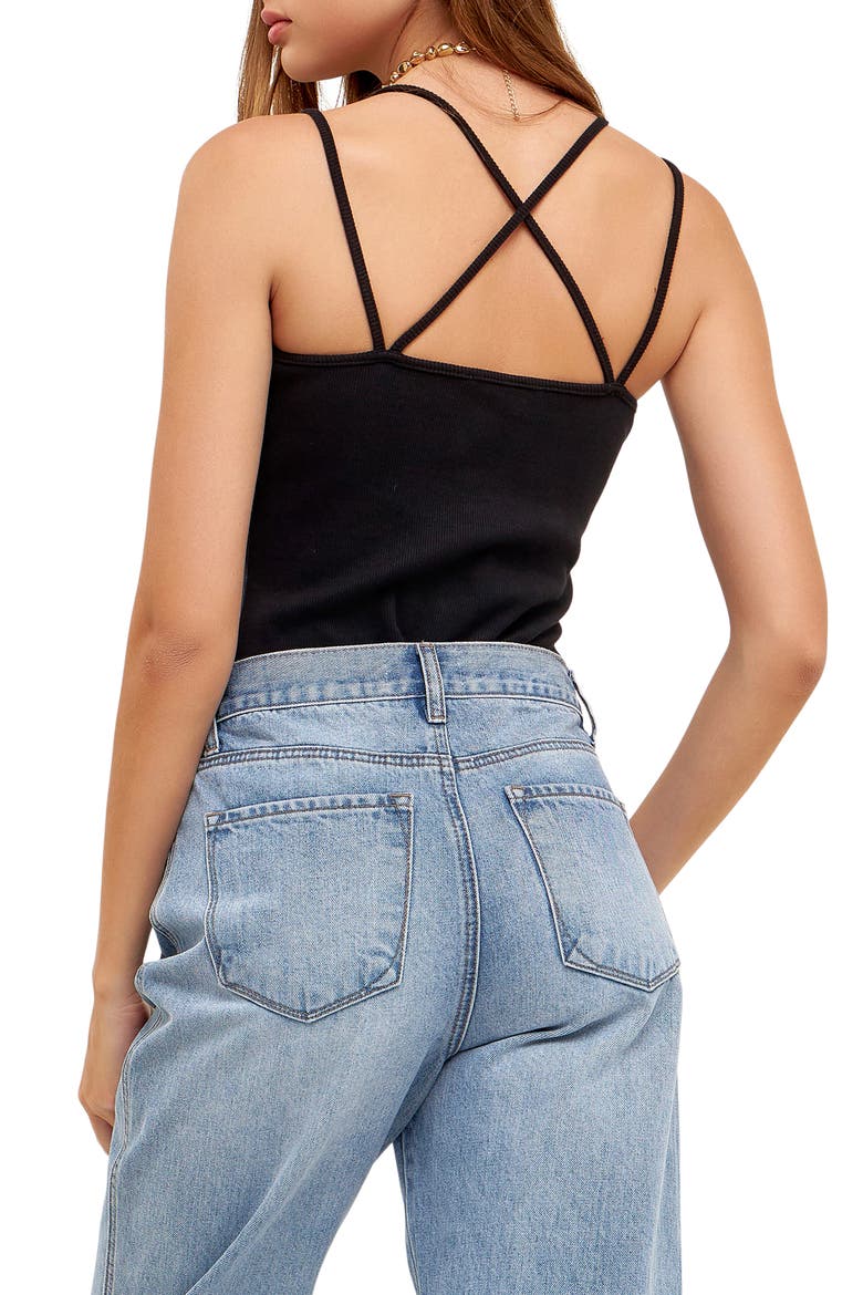 Two-Strap Bodysuit, Alternate, color, BLACK
