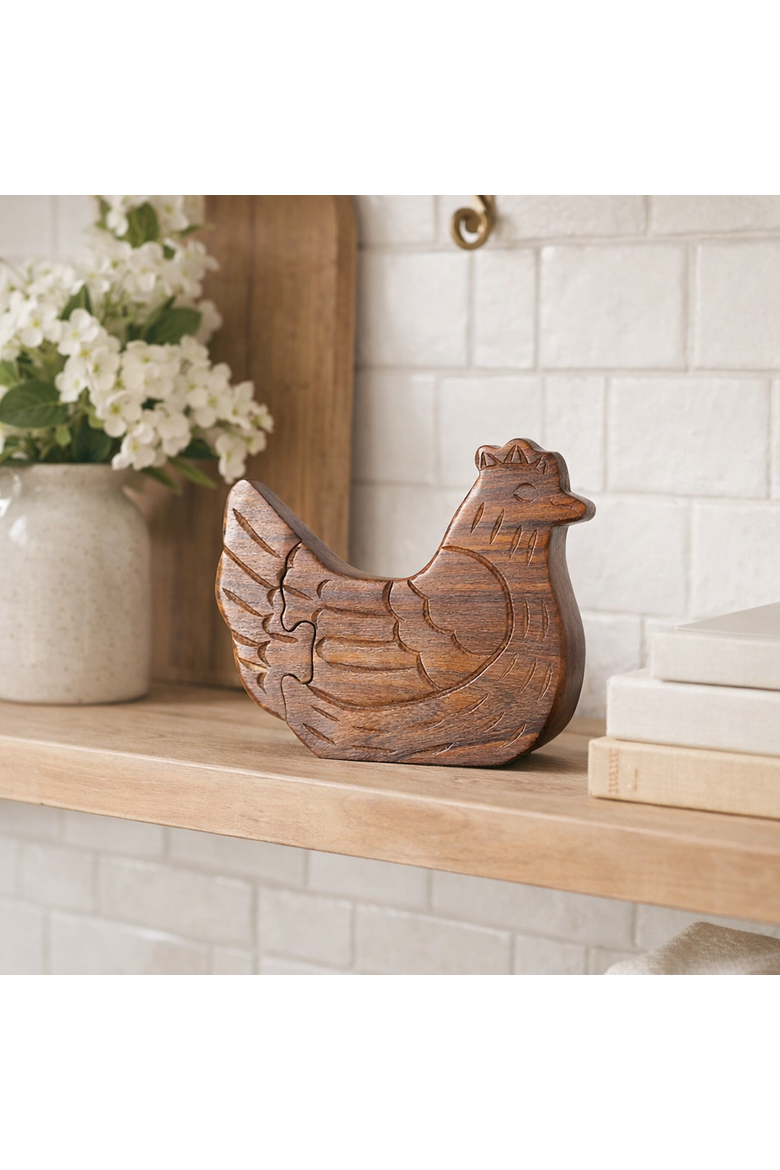 Chicken Puzzle Box - Hand Carved Wood, Alternate, color, Hand Carved Wood