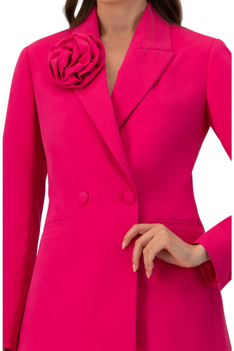 Double-Breasted Cotton Blazer with Flower Detail, Alternate, color, Fuchsia