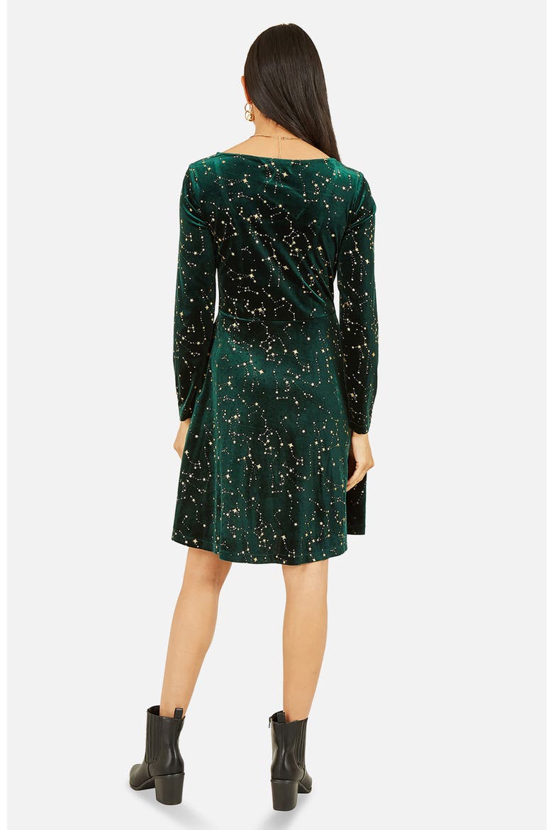 Star Foil Print Skater Dress, Alternate, color, Green
