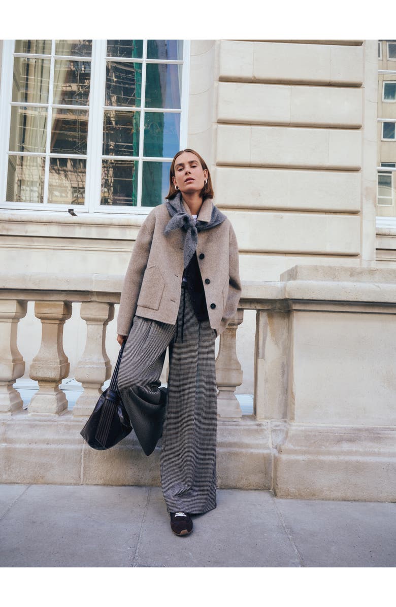 Hush Check Wide Leg Jersey Pants, Alternate, color, Brown Check