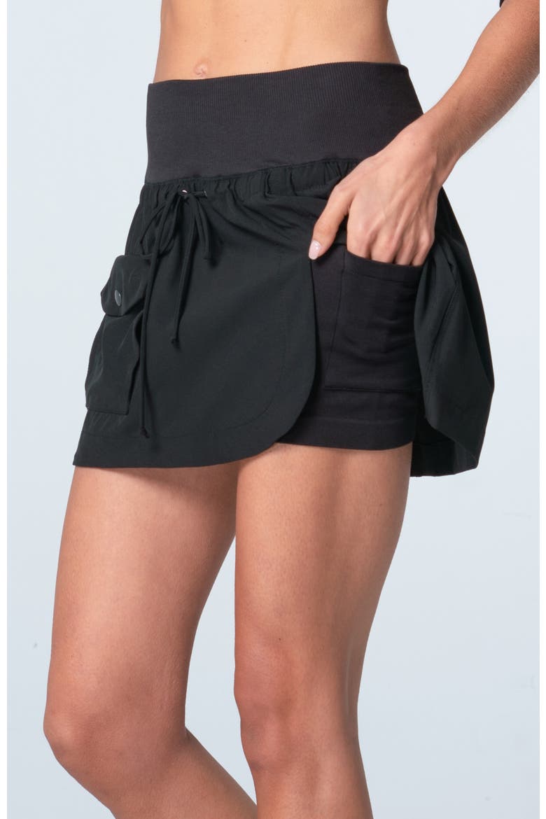 Cargo Pocket Wrap Skirt, Alternate, color, Black