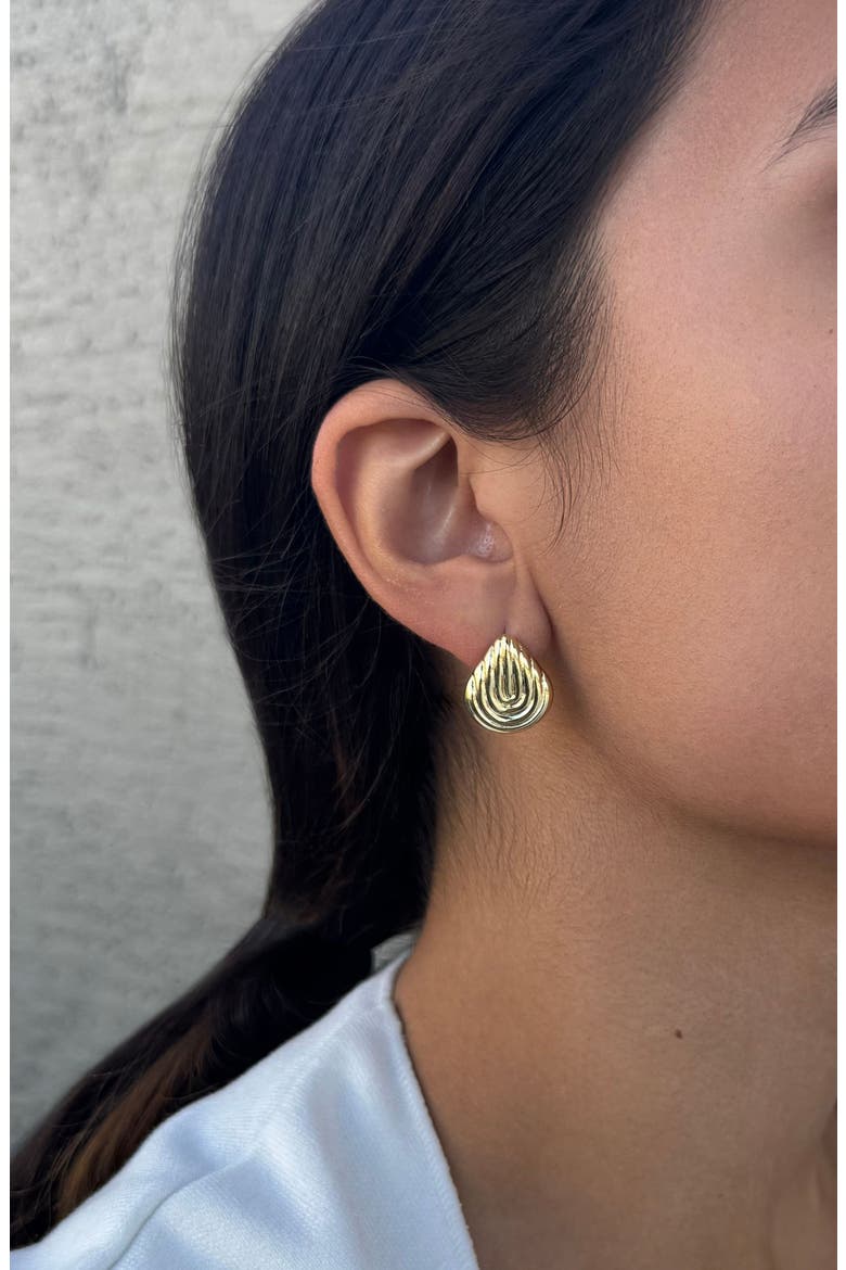 Deco Pear Stud Earrings, Alternate, color, GOLD