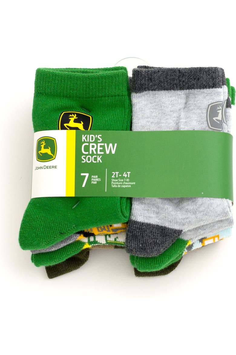 Non-Slip Grip 7-Pack Crew Socks, Alternate, color, Green Black Camo Multi
