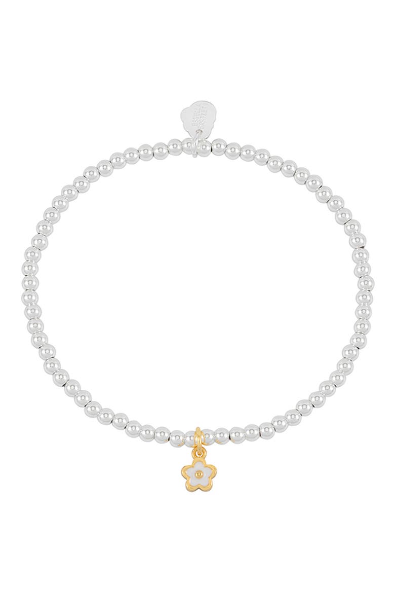 White Flower Sienna Beaded Stretch Bracelet, Alternate, color, GOLD