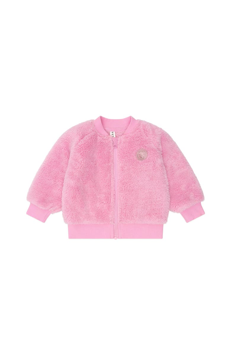 Huxbaby Varsity Huxette Fur Jacket, Main, color, Strawberry