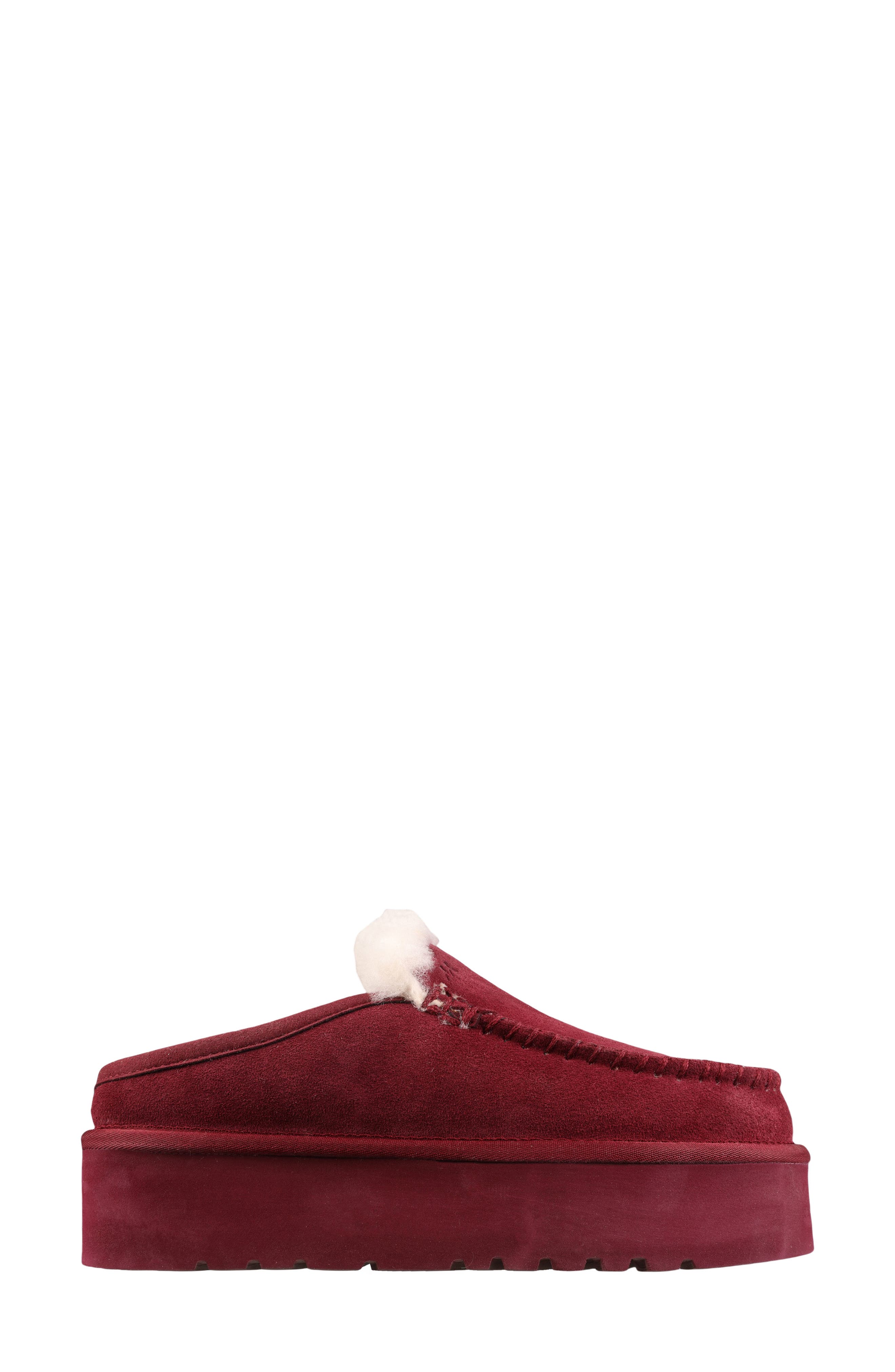 Suede Genuine Shearling Lined Water Repellent Clog, Alternate, color, WINE
