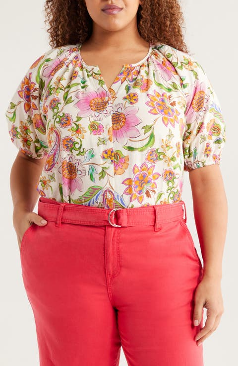 Floral Button-Up Shirt (Plus)