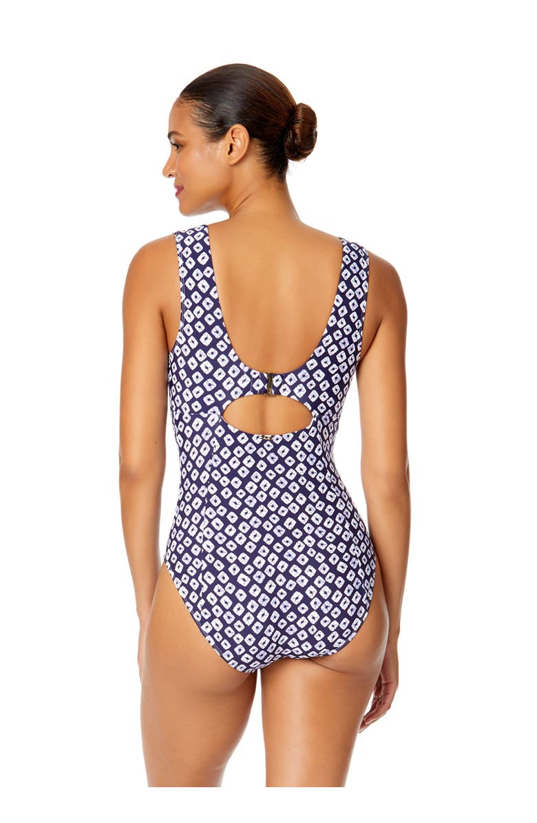 Anne Cole Women's Shibori Geo Underwire Panel One Piece Swimsuit, Alternate, color, Shibori Geo Blue