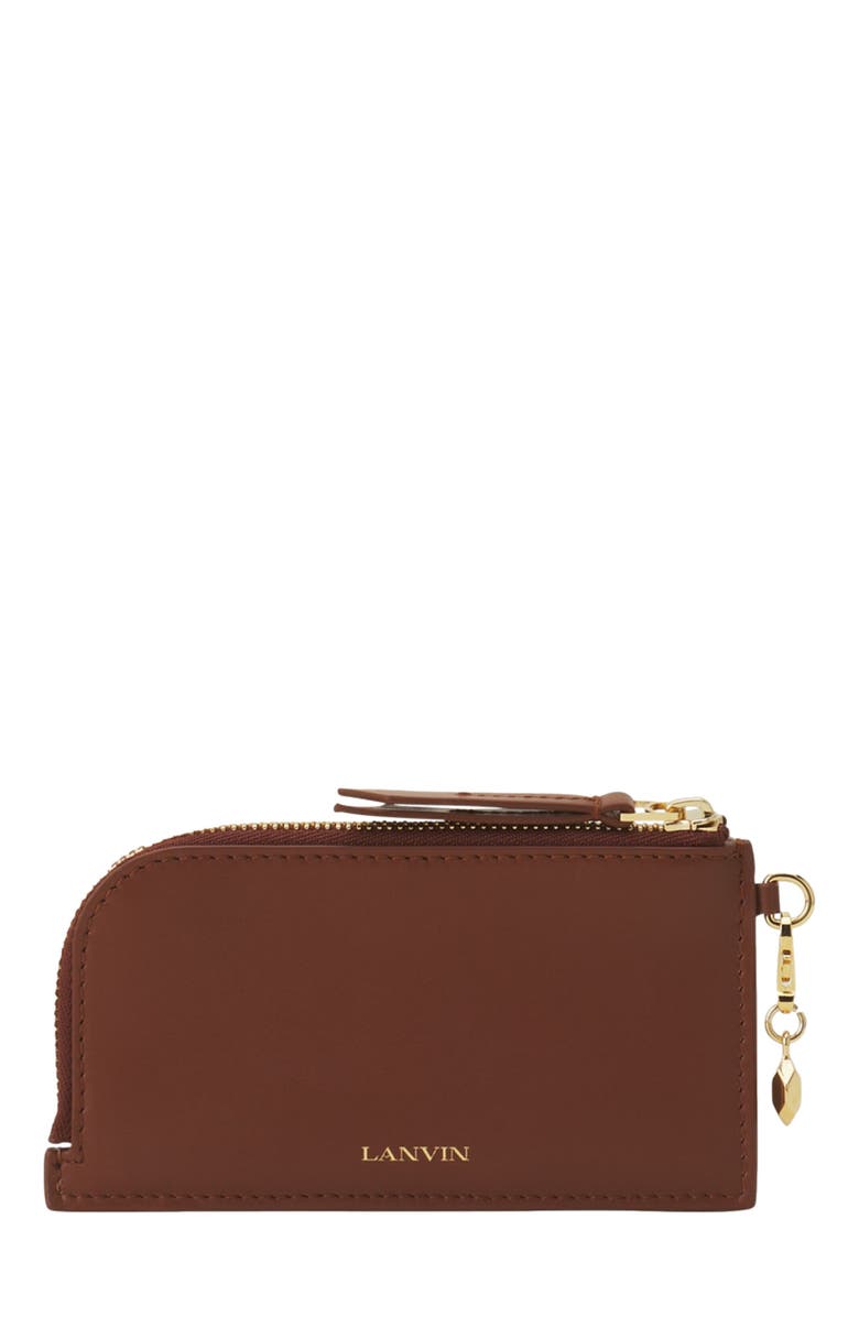 Lanvin Catch By Lanvin Leather Cardholder, Main, color, Chestnuts