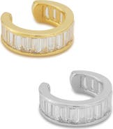 GLAZE JEWELRY Set of 2 Baguette Cubic Zirconia Ear Cuffs
