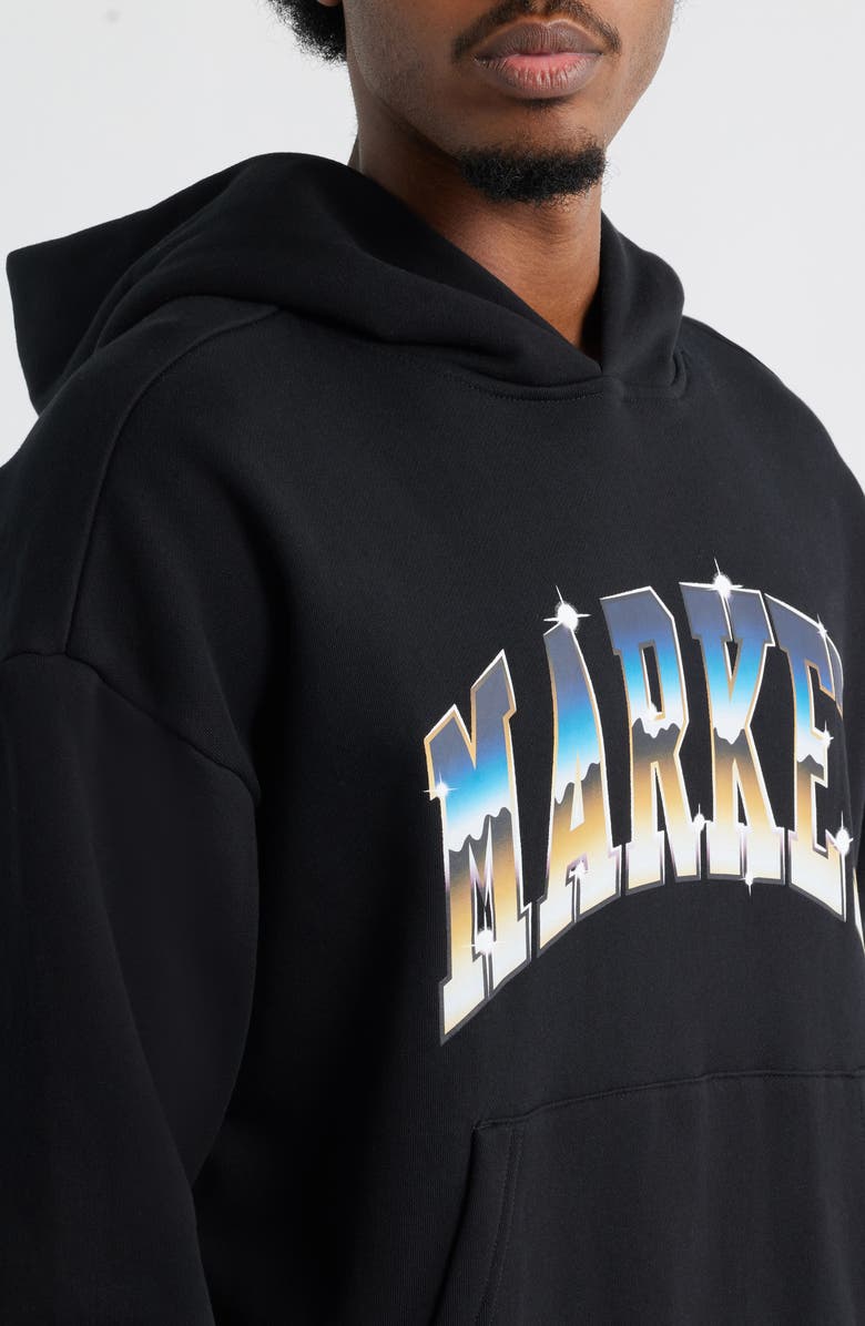 MARKET SMILEY<sup>®</sup> Chrome Logo Cotton Fleece Hoodie, Alternate, color, Black