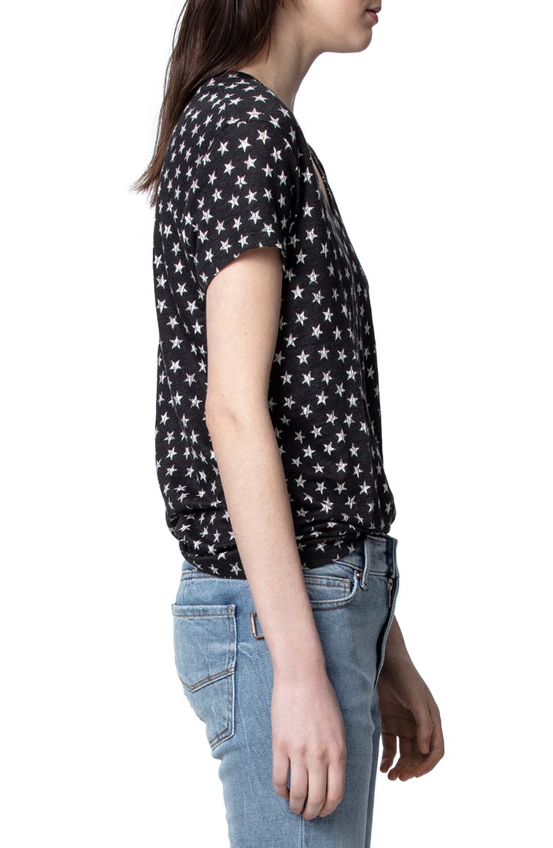 Zadig & Voltaire Archie AO Nova Metallic Star Linen T-Shirt, Alternate, color, 
