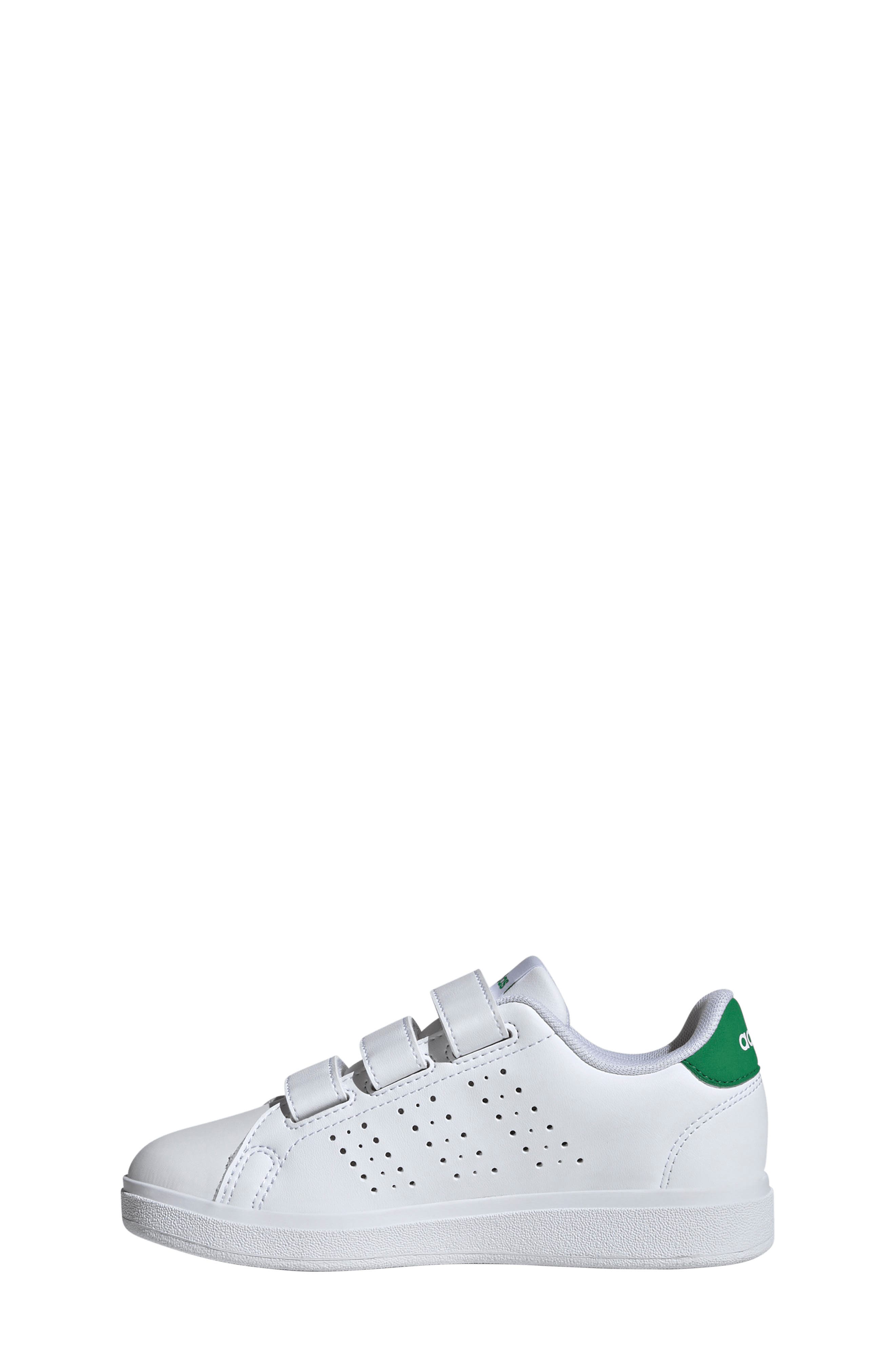 adidas Kids' Advantage Base 2.0 Sneaker, Alternate, color, White/ White/ Green