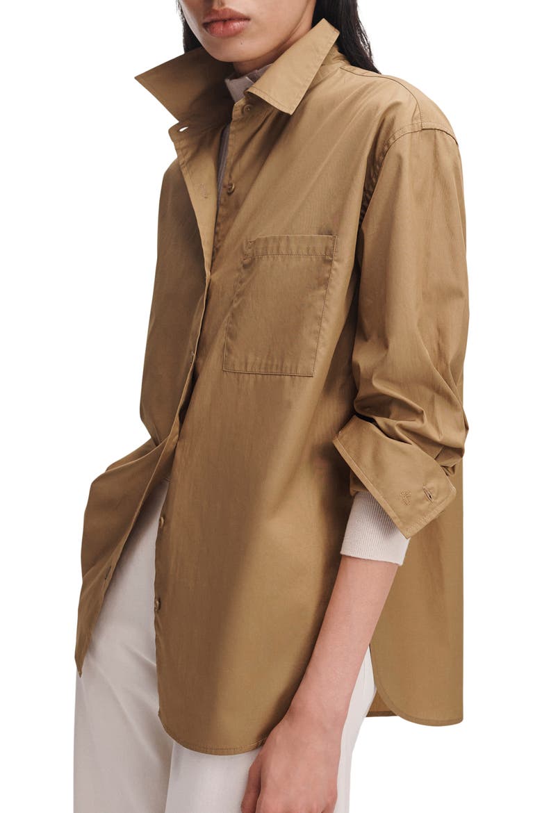 Connie Cotton Poplin Button-Up Shirt, Alternate, color, GOLD
