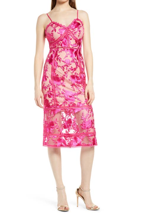 Deeply Cherished Floral Embroidery Body-Con Dress