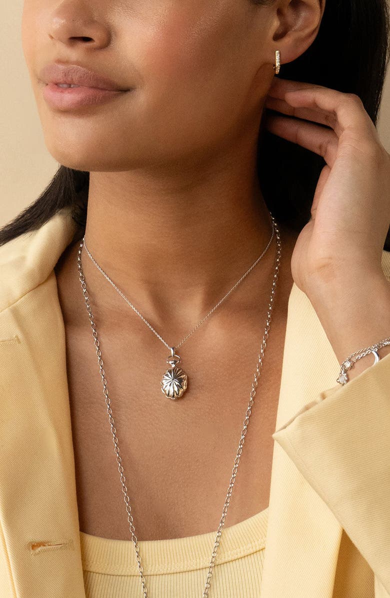 Monica Rich Kosann Petite Sunburst Locket Necklace, Alternate, color, Silver