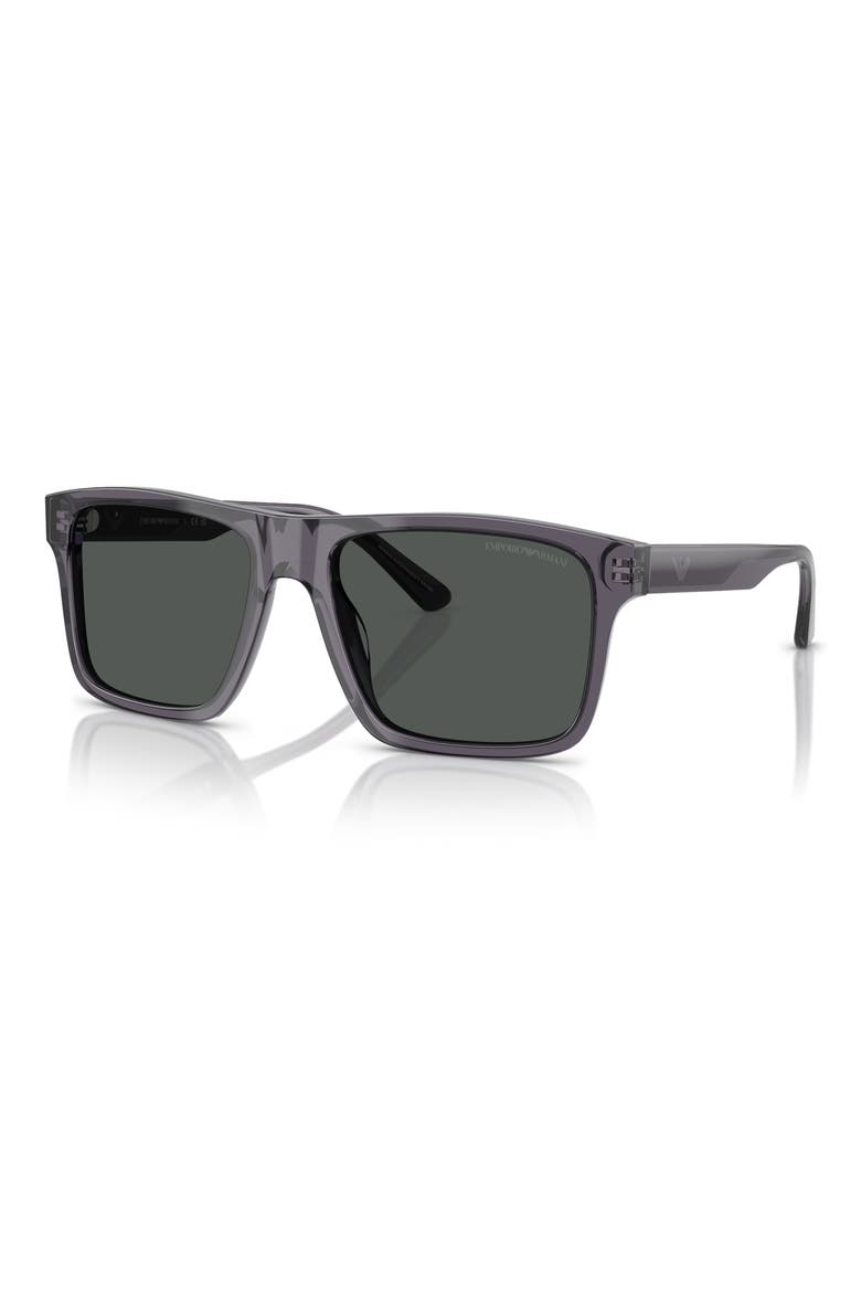 57mm Square Sunglasses, Alternate, color, TRANSPARENT DARK GREY / SMOKE
