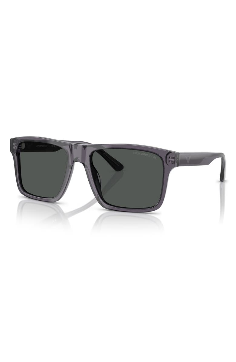 Emporio Armani 57mm Square Sunglasses, Alternate, color, Transparent Dark Grey / Smoke
