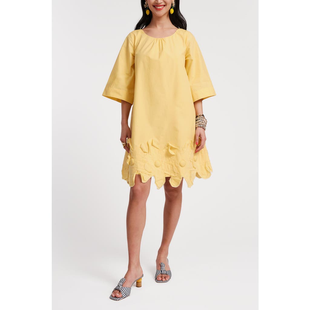 Frances Valentine Zennia Flower Hem Dress In Yellow